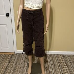 PrAna Y2K Women’s Brown Cargo Cropped Pants Size 12 Organic Gropcore